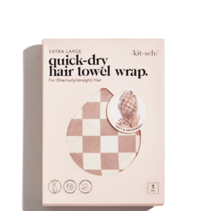 Kitsch Extra Large Quick-Dry Hair Towel Wrap - Terracotta Checker