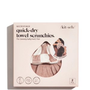 Kitsch Microfiber Quick-Dry Terracotta Checker Towel Scrunchies 2 Piece Set